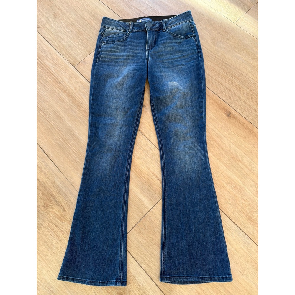 Democracy Absolution Flare Jeans Womens 4P Petite Blue Medium Wash Stretch Denim